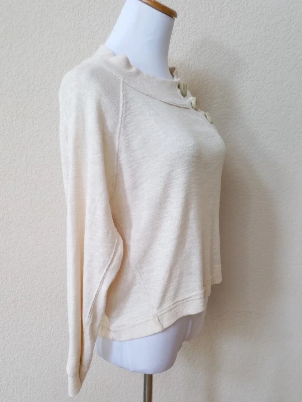 Free People We the Free lightweight cream crewneck sweater